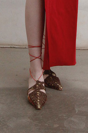 RUI Crochet Low Heels RSS22SH01 Brown